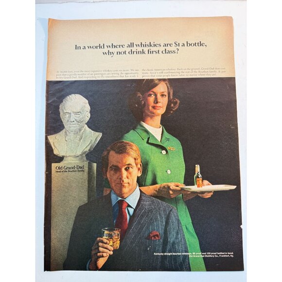 Vintage 1969 Old Grand-Dad Kentucky Bourbon Whiskey Advertisement Print Ad - Picture 1 of 3